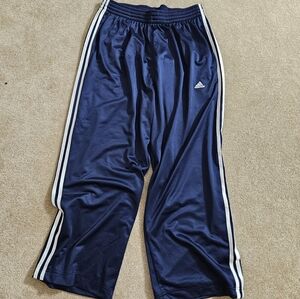 Adidas Men Track Pants Blue White Pull On Athletic Activewear XL Vintage…